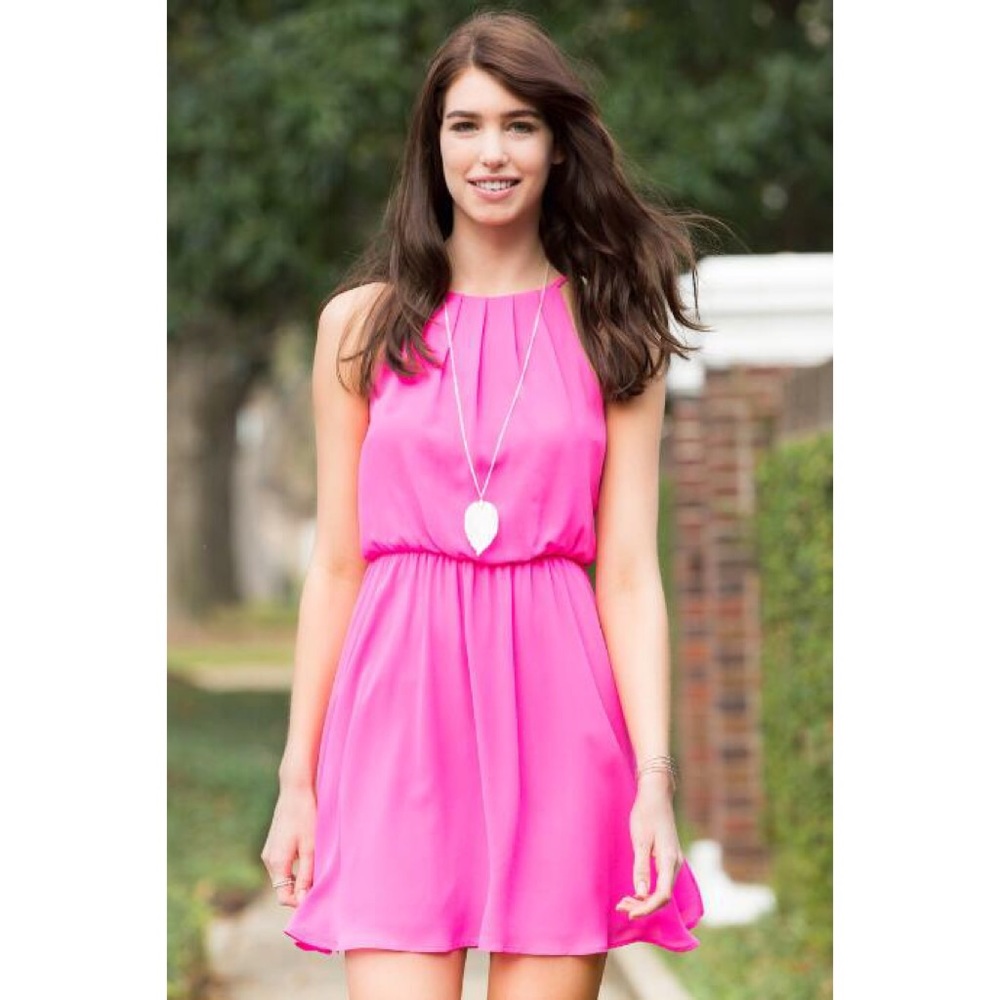 Hot Pink Chiffon Dress